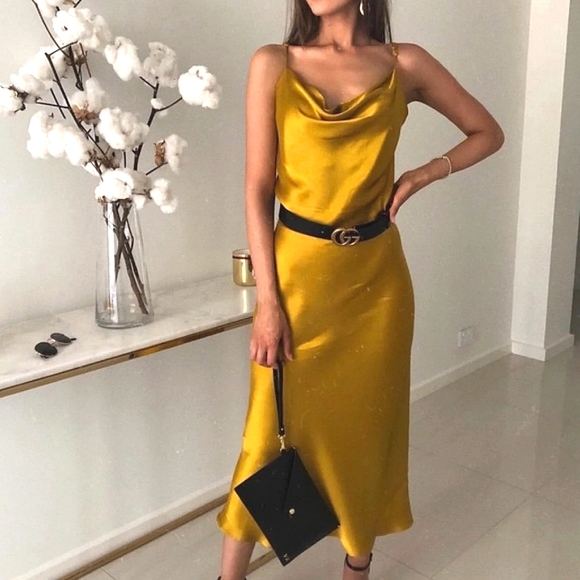 Zara Dresses & Skirts - NWTs zara mustard satin slip dress